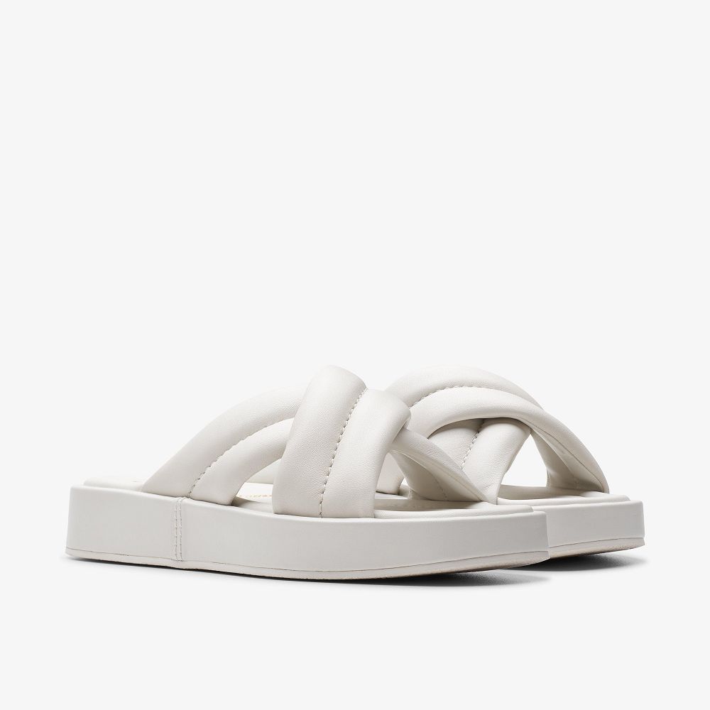 Off White Leather Clarks Alda Glide Women Sandals | 2736FWKIO