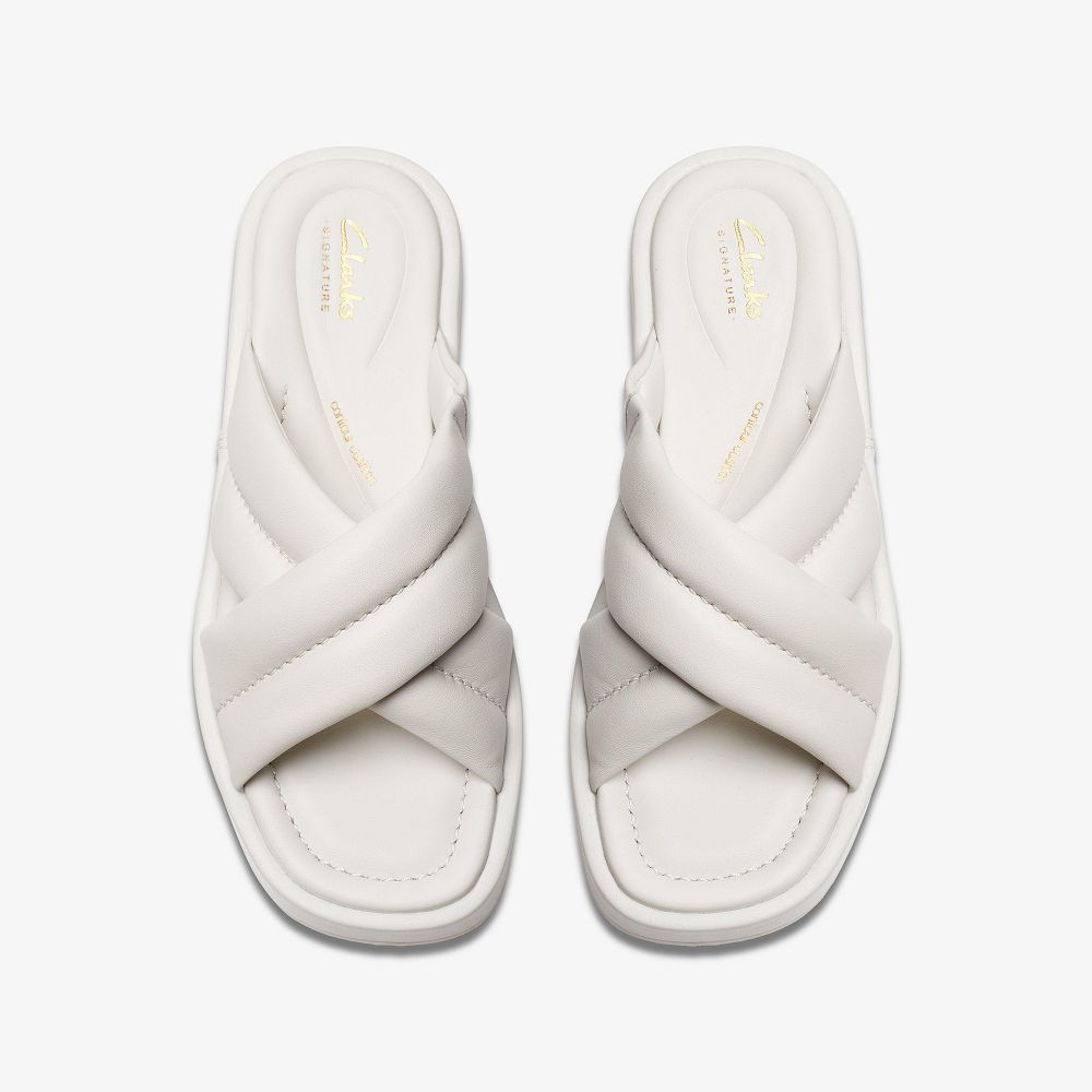 Off White Leather Clarks Alda Glide Women Sandals | 2736FWKIO