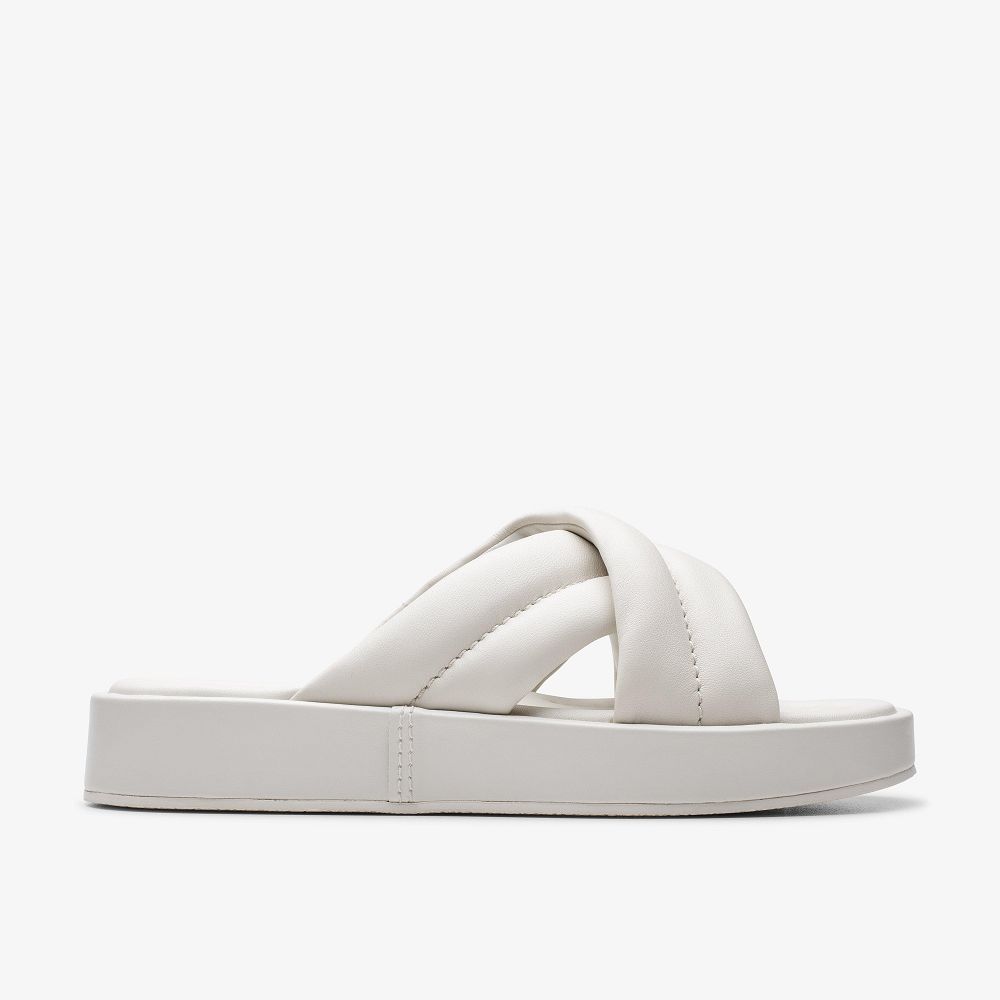 Off White Leather Clarks Alda Glide Women Sandals | 2736FWKIO