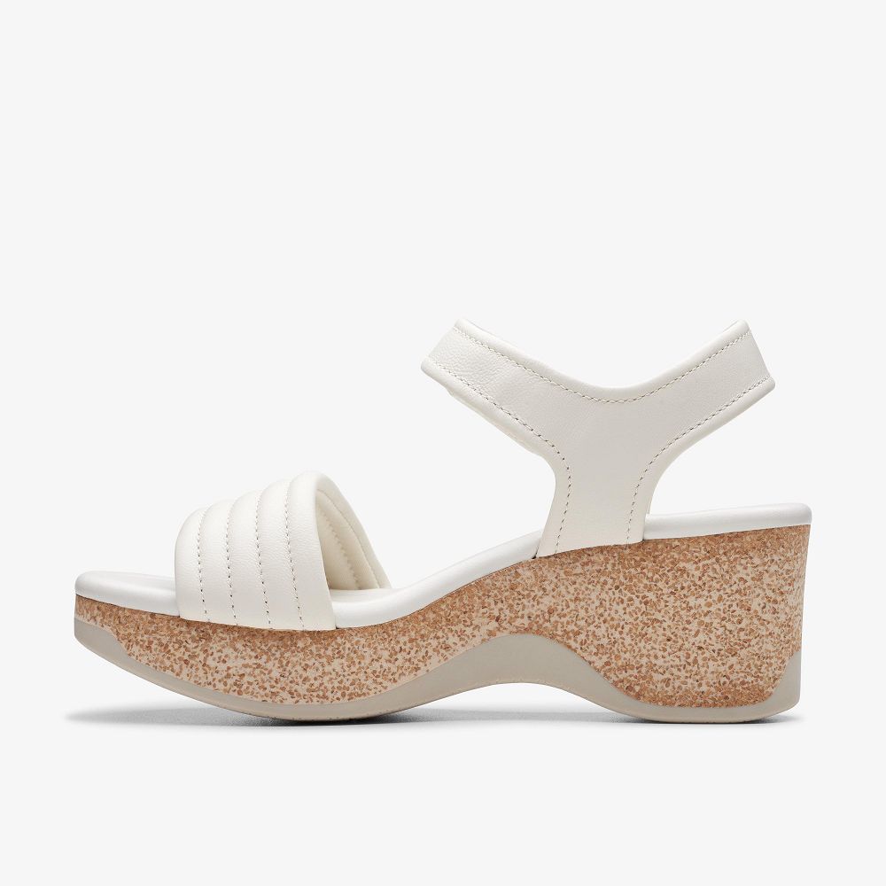 Off White Leather Clarks Chelseah Gem Women Sandals | 2743FGEKQ