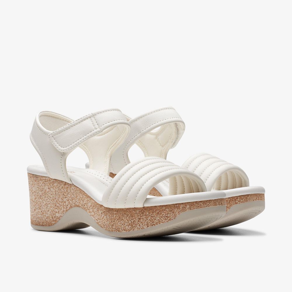 Off White Leather Clarks Chelseah Gem Women Sandals | 2743FGEKQ