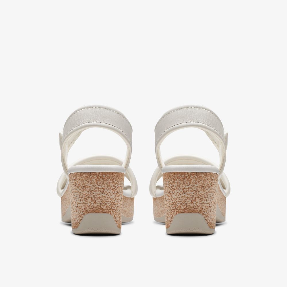 Off White Leather Clarks Chelseah Gem Women Sandals | 2743FGEKQ