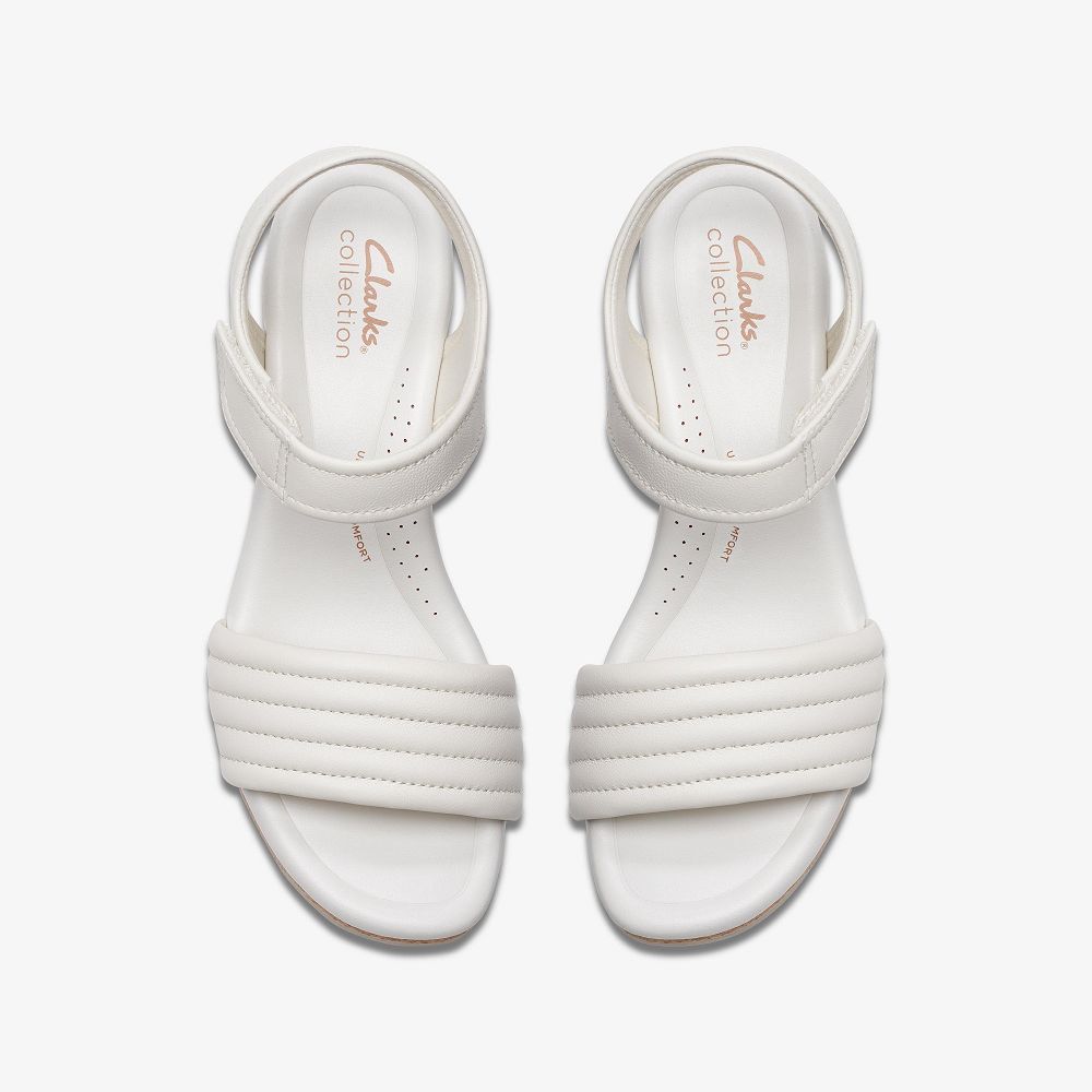 Off White Leather Clarks Chelseah Gem Women Sandals | 2743FGEKQ