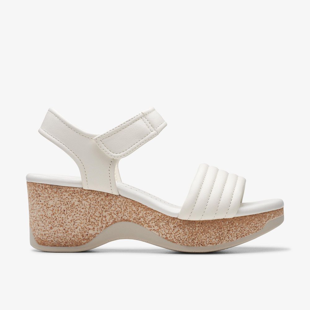 Off White Leather Clarks Chelseah Gem Women Sandals | 2743FGEKQ