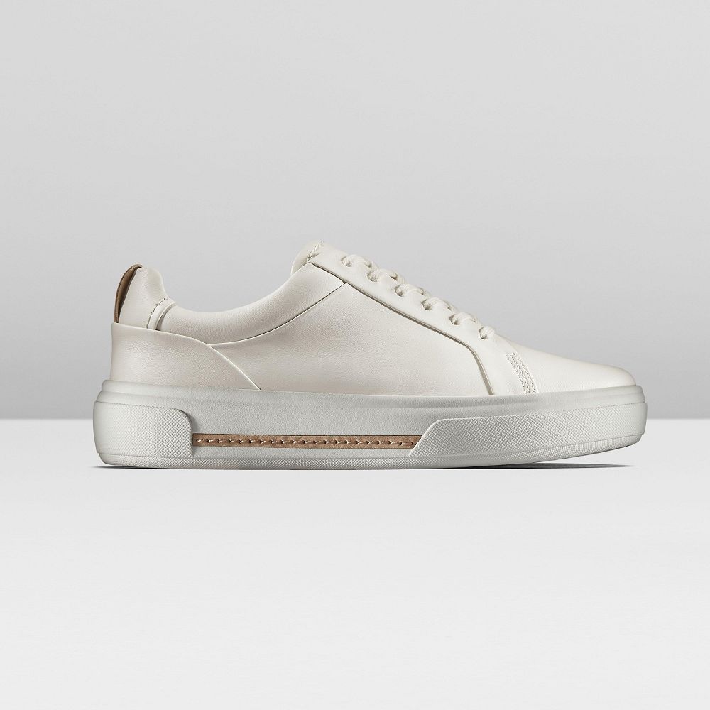 Off White Leather Clarks Hollyhock Walk Women Sneakers | 6580RLHPC