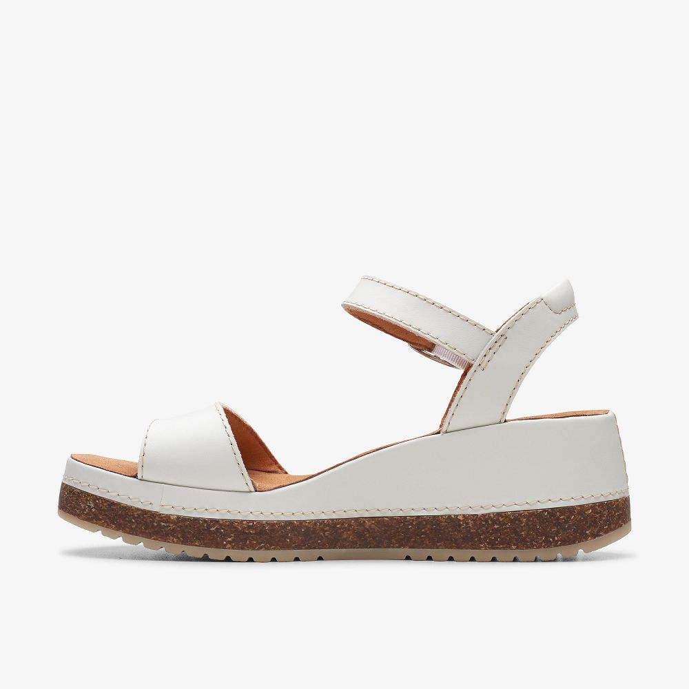 Off White Leather Clarks Kassanda Lily Women Sandals | 0583OAUDP