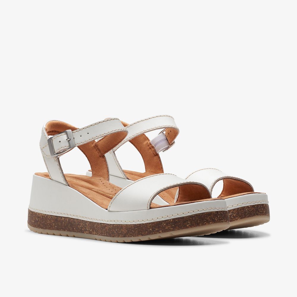 Off White Leather Clarks Kassanda Lily Women Sandals | 0583OAUDP