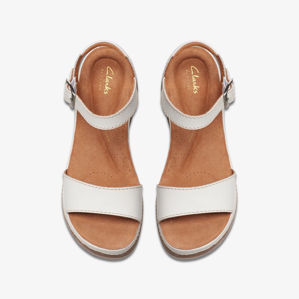 Off White Leather Clarks Kassanda Lily Women Sandals | 0583OAUDP