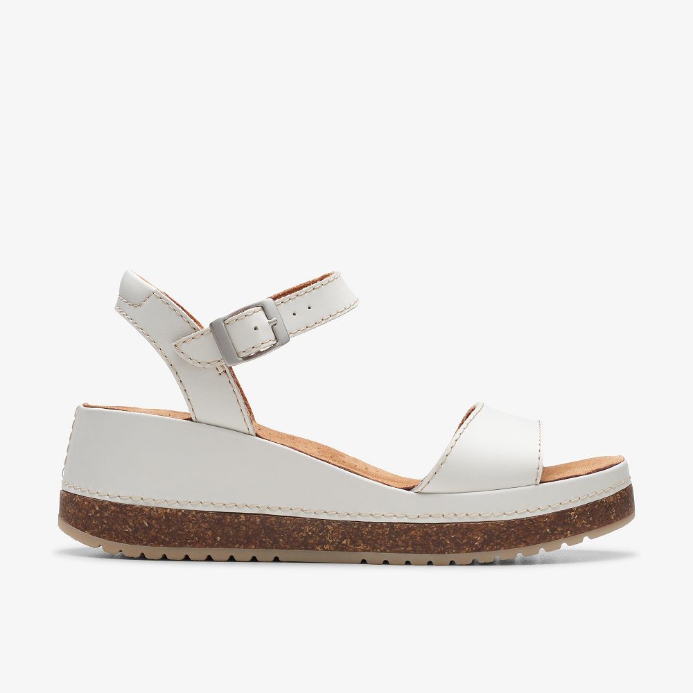 Off White Leather Clarks Kassanda Lily Women Sandals | 0583OAUDP