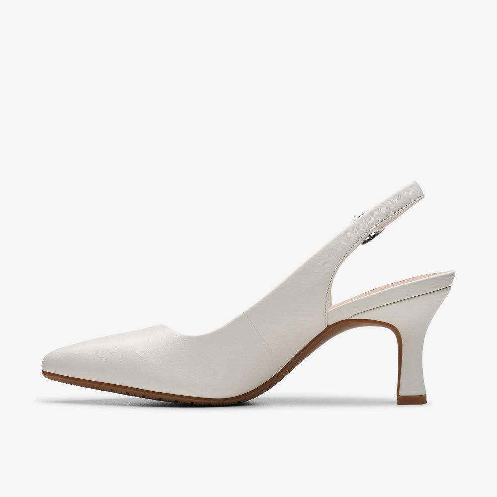 Off White Leather Clarks Kataleyna Step Women Pumps | 0329LZAGR