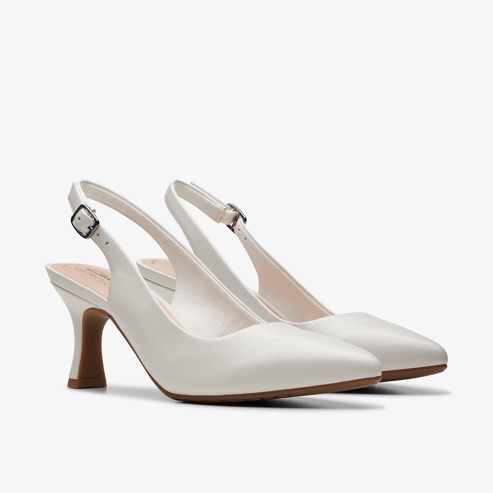 Off White Leather Clarks Kataleyna Step Women Pumps | 0329LZAGR