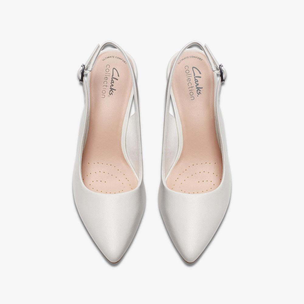 Off White Leather Clarks Kataleyna Step Women Pumps | 0329LZAGR