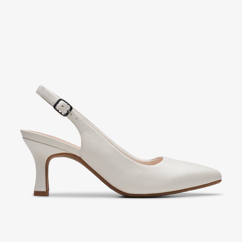 Off White Leather Clarks Kataleyna Step Women Pumps | 0329LZAGR