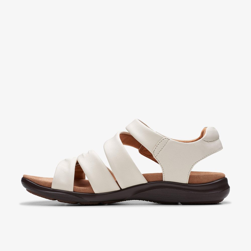 Off White Leather Clarks Kitly Ave Women Sandals | 0871OWBAE