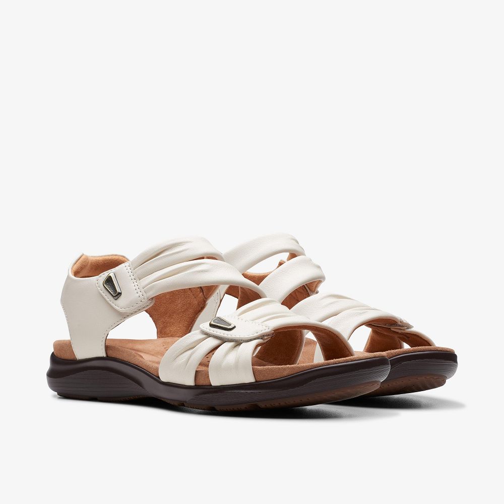 Off White Leather Clarks Kitly Ave Women Sandals | 0871OWBAE