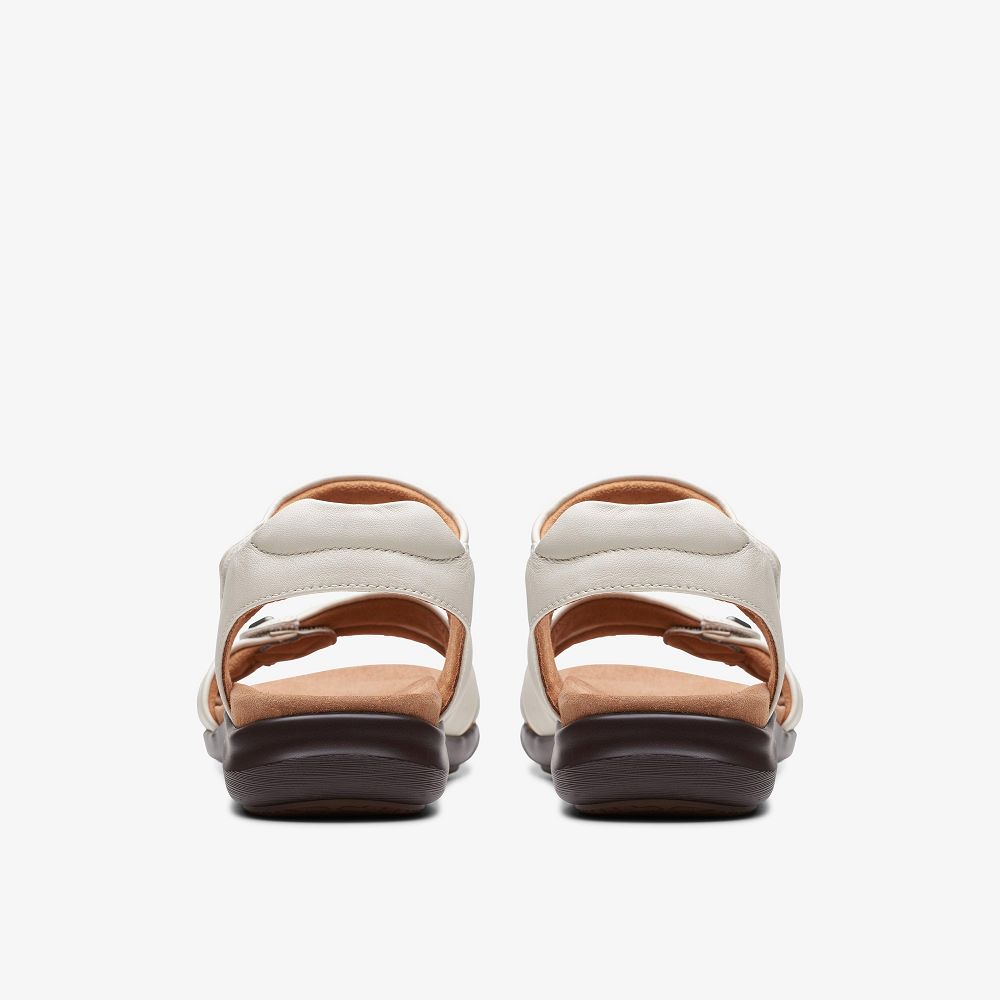 Off White Leather Clarks Kitly Ave Women Sandals | 0871OWBAE