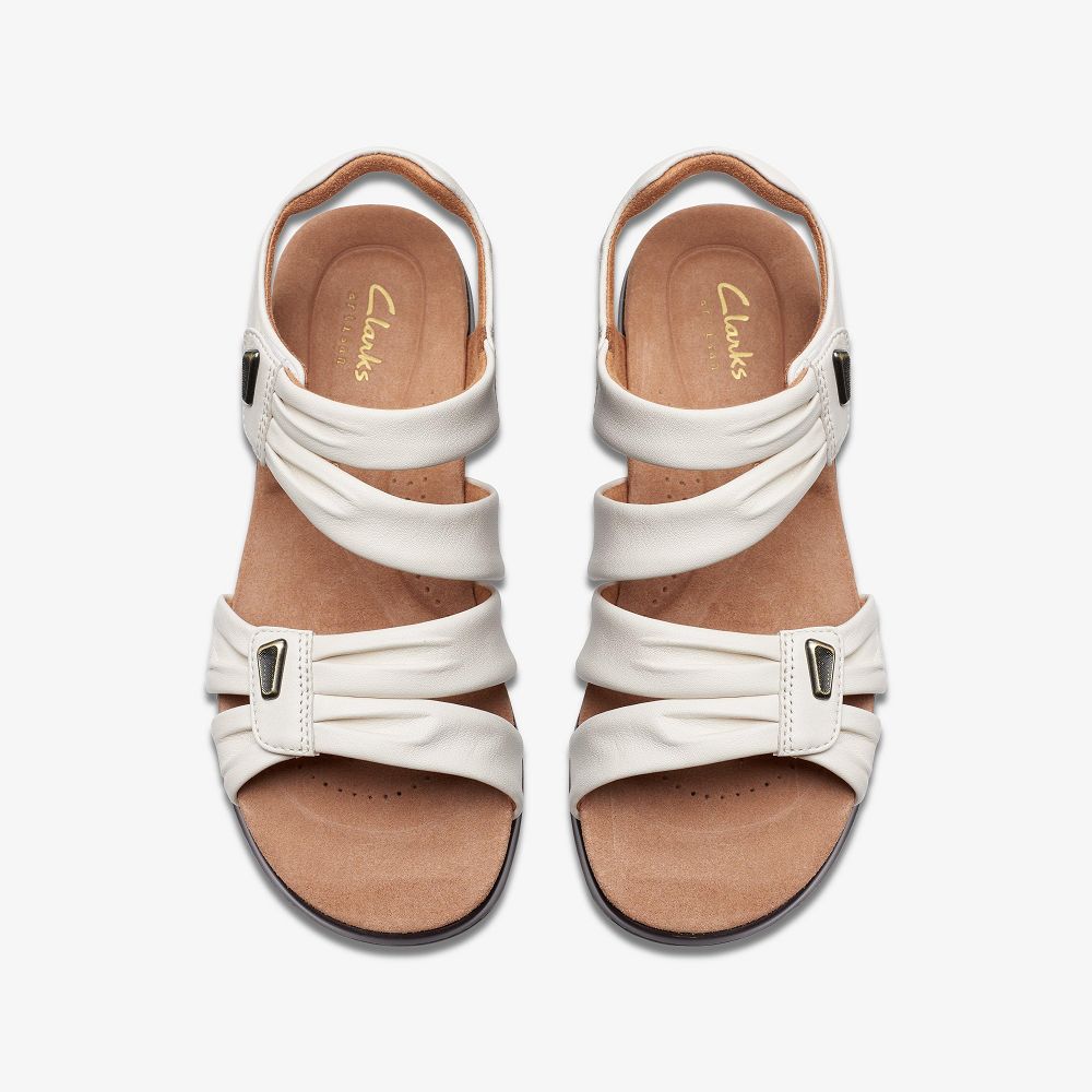 Off White Leather Clarks Kitly Ave Women Sandals | 0871OWBAE