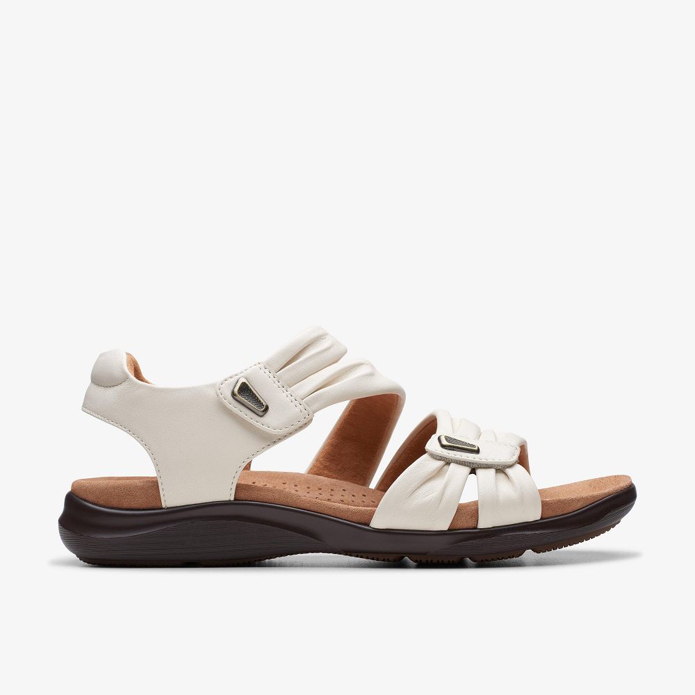 Off White Leather Clarks Kitly Ave Women Sandals | 0871OWBAE