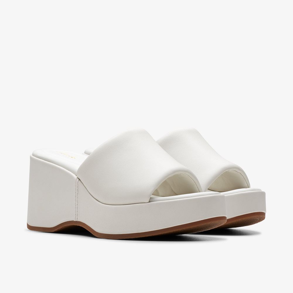 Off White Leather Clarks Manon Glide Women Sandals | 2748EDSTG