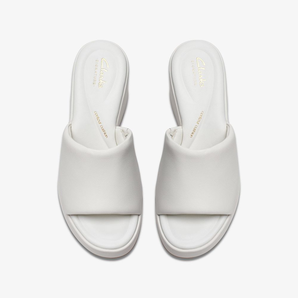 Off White Leather Clarks Manon Glide Women Sandals | 2748EDSTG