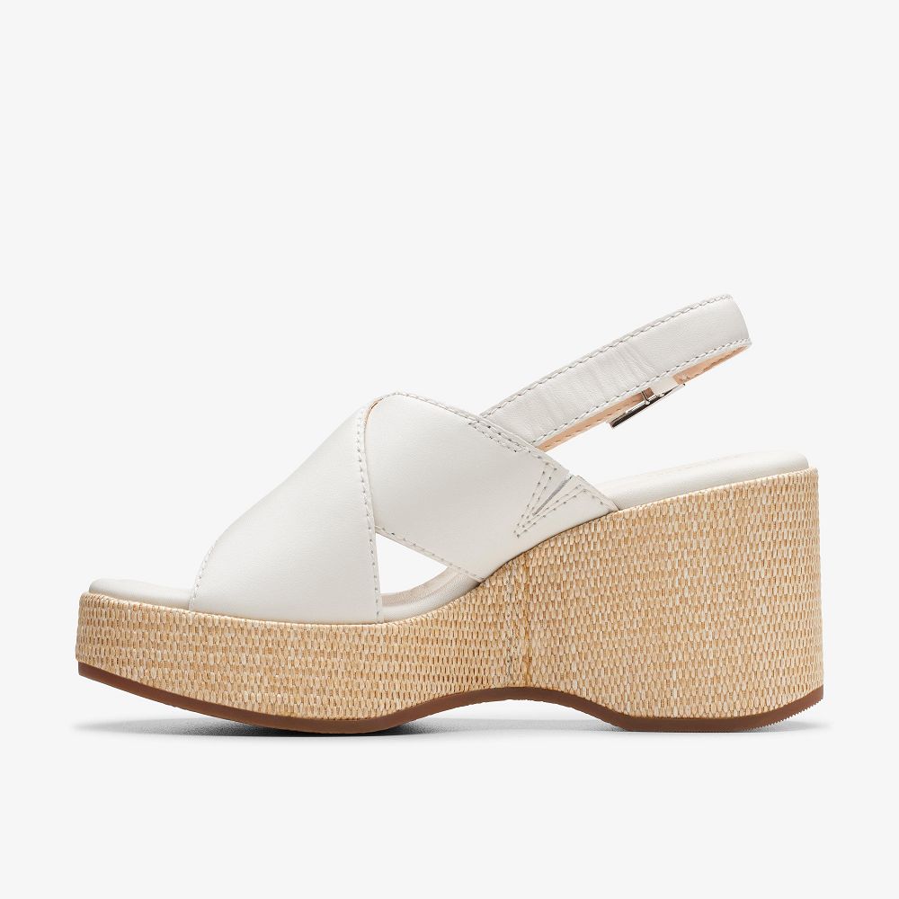 Off White Leather Clarks Manon Wish Women Sandals | 2805RTFMK