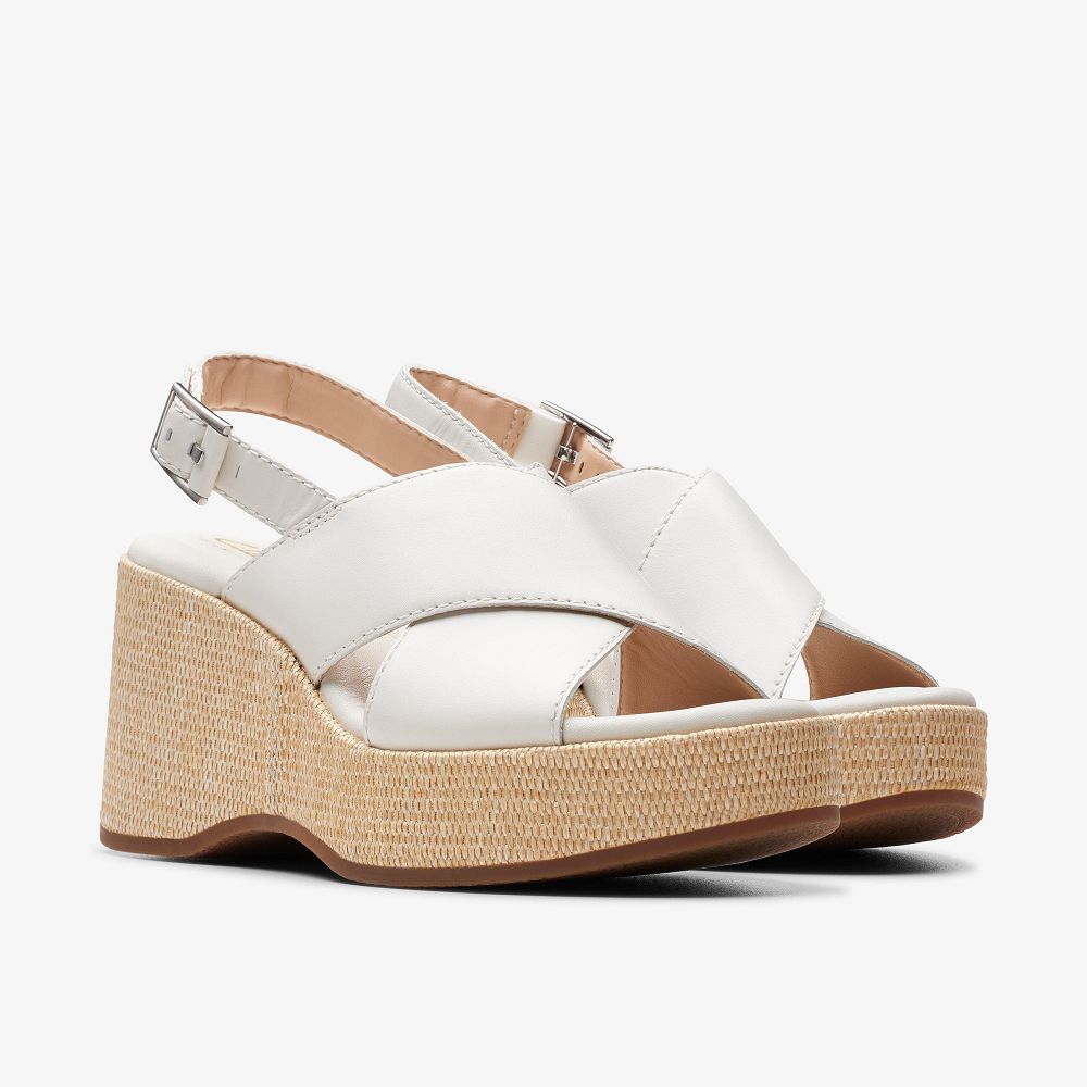 Off White Leather Clarks Manon Wish Women Sandals | 2805RTFMK