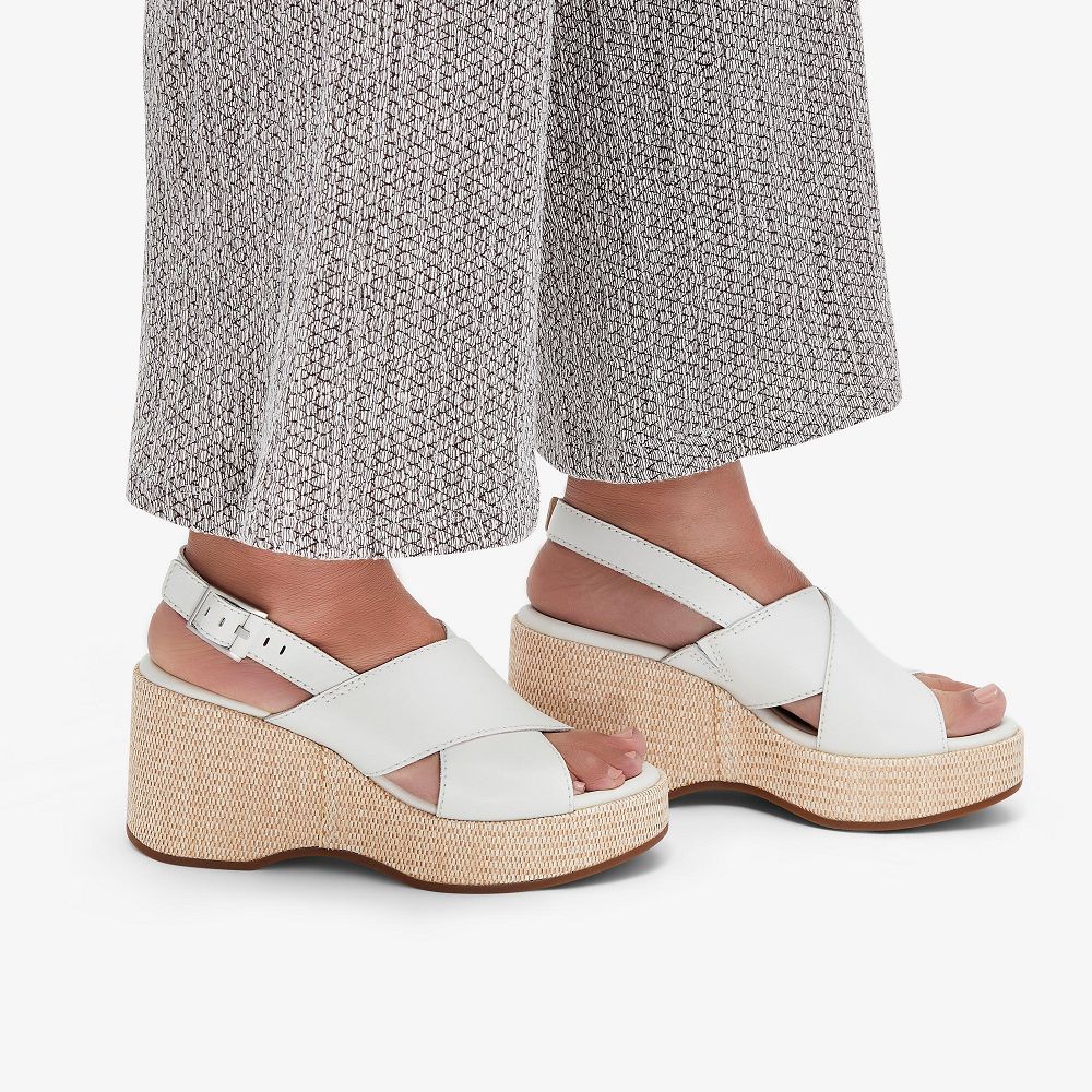 Off White Leather Clarks Manon Wish Women Sandals | 2805RTFMK