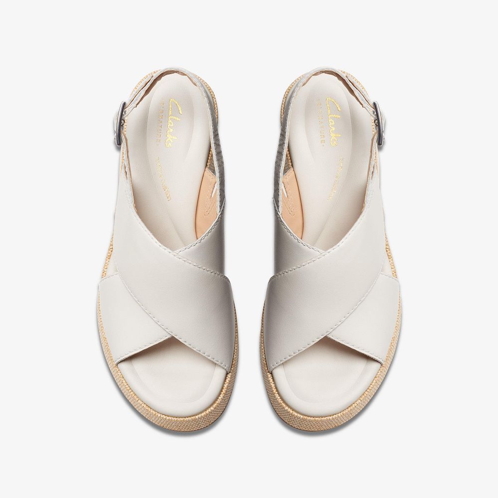 Off White Leather Clarks Manon Wish Women Sandals | 2805RTFMK