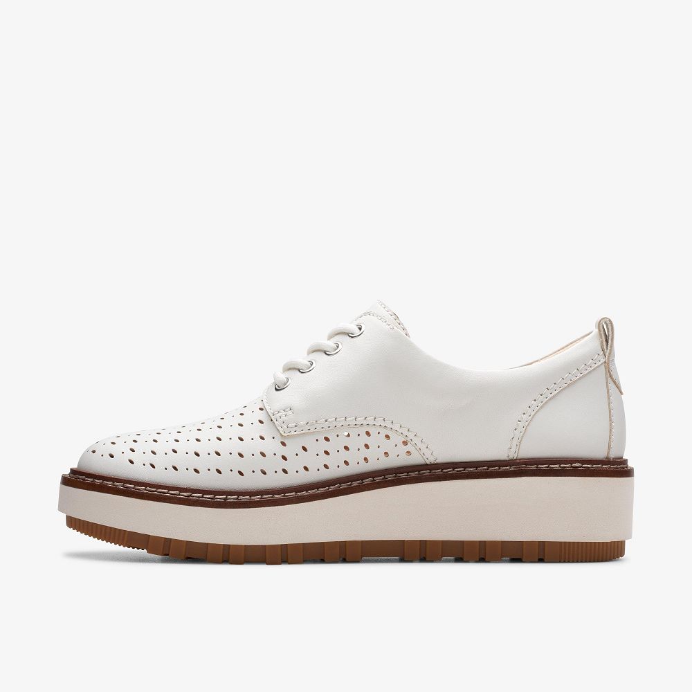 Off White Leather Clarks Orianna Move Women Derby Shoes | 8901KWRHY