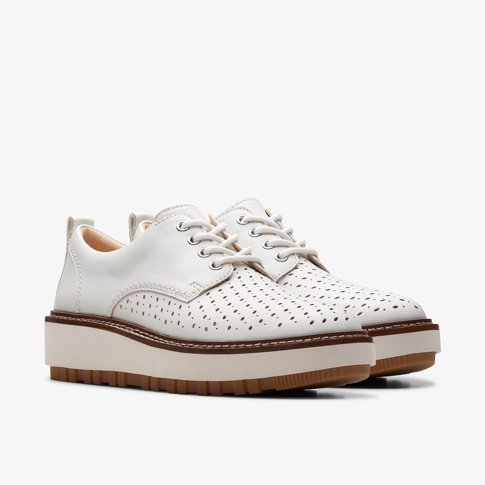 Off White Leather Clarks Orianna Move Women Derby Shoes | 8901KWRHY