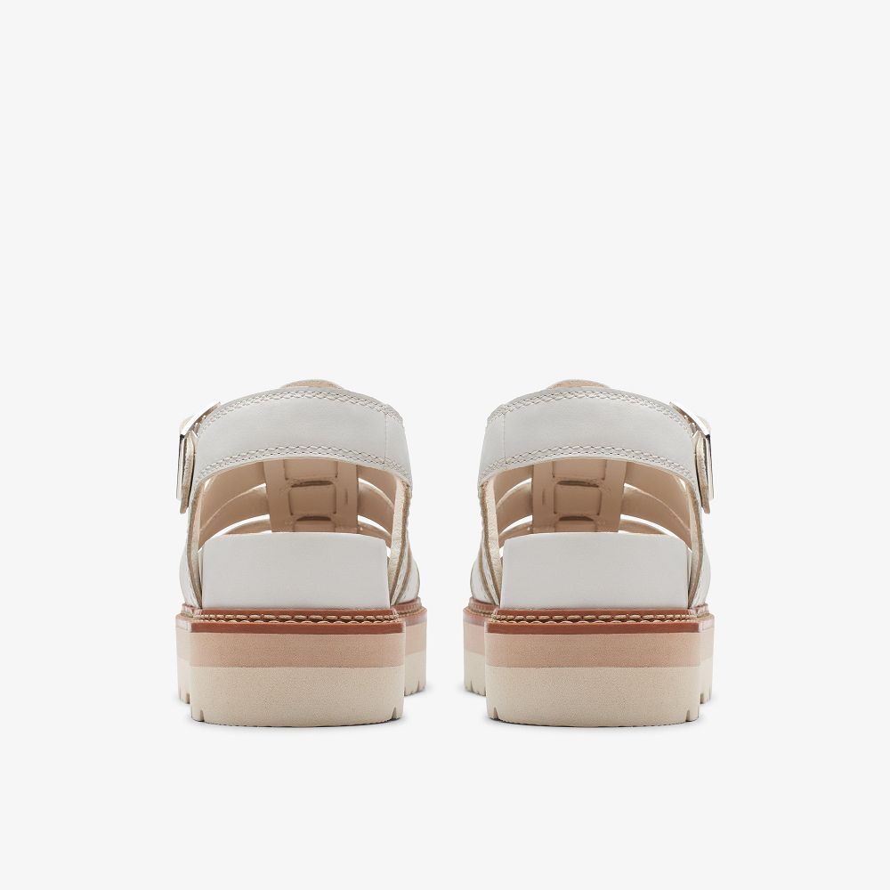 Off White Leather Clarks Orianna Twist Women Sandals | 7802LVSHQ