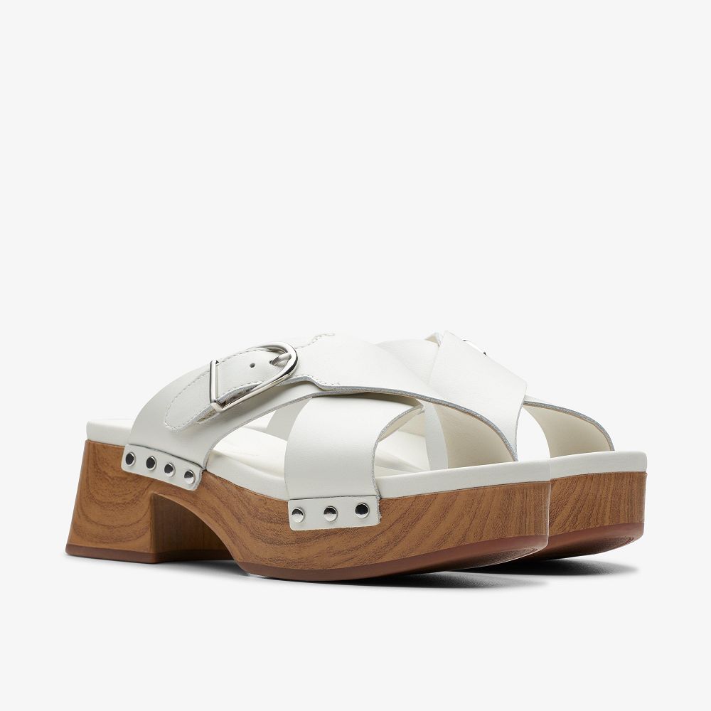 Off White Leather Clarks Sivanne Walk Women Sandals | 2749IMBWX