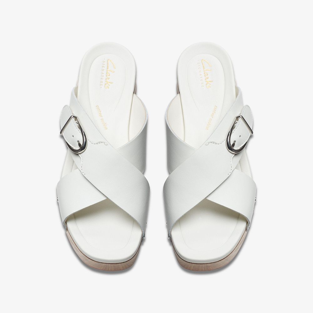 Off White Leather Clarks Sivanne Walk Women Sandals | 2749IMBWX