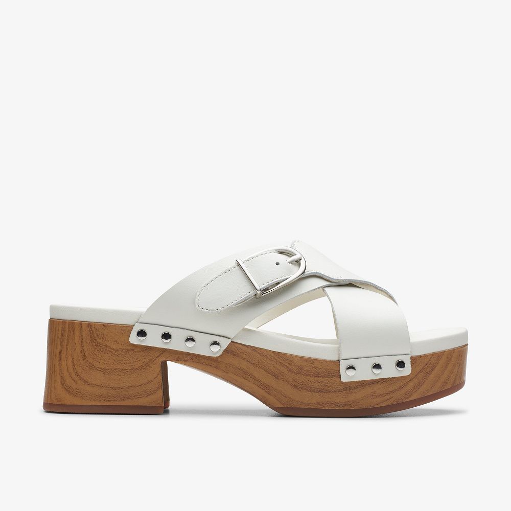 Off White Leather Clarks Sivanne Walk Women Sandals | 2749IMBWX