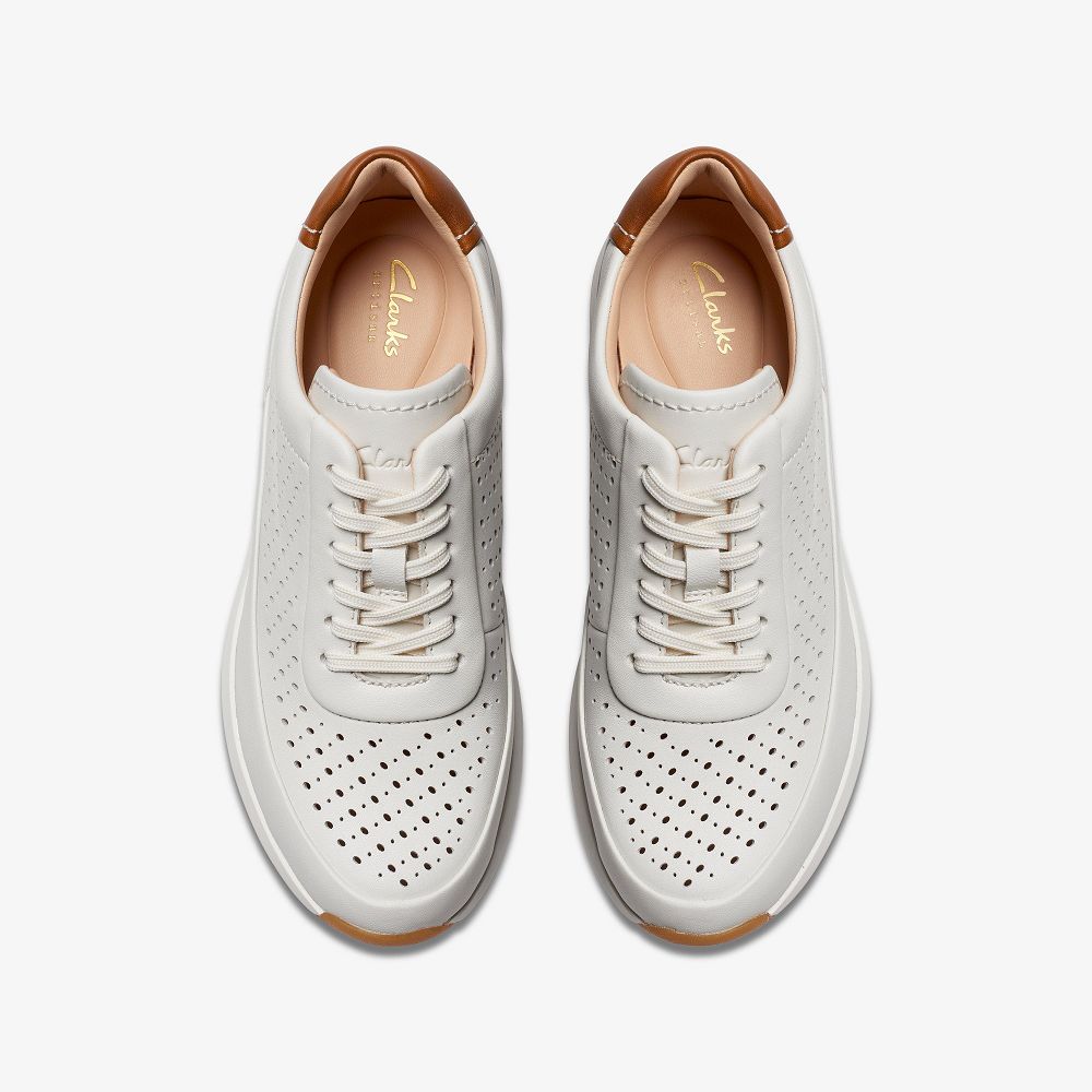 Off White Leather Clarks TIVOLI GRACE Women Sneakers | 1749TGJFL