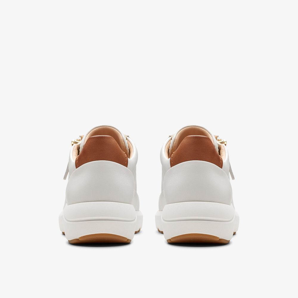 Off White Leather Clarks Tivoli Zip Women Sneakers | 6231WNHLS