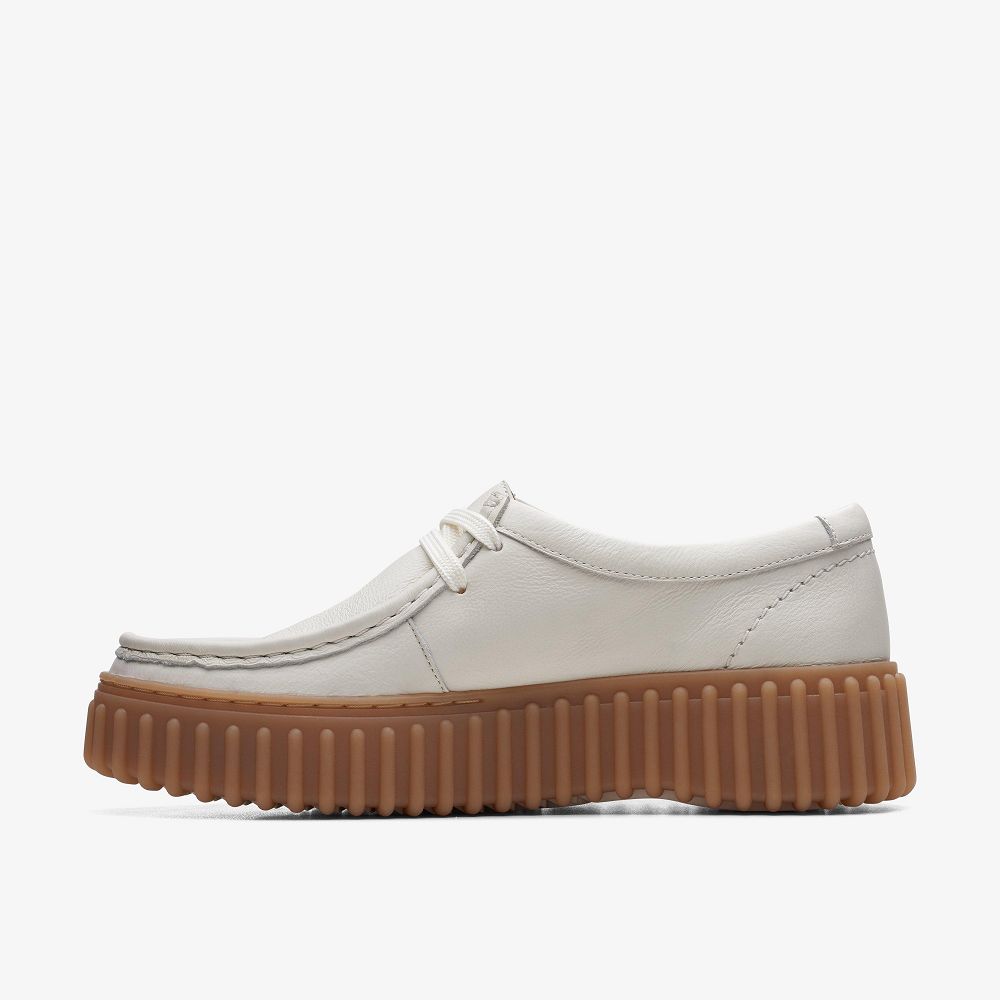 Off White Leather Clarks Torhill Bee Women Loafers | 3527BSZWC