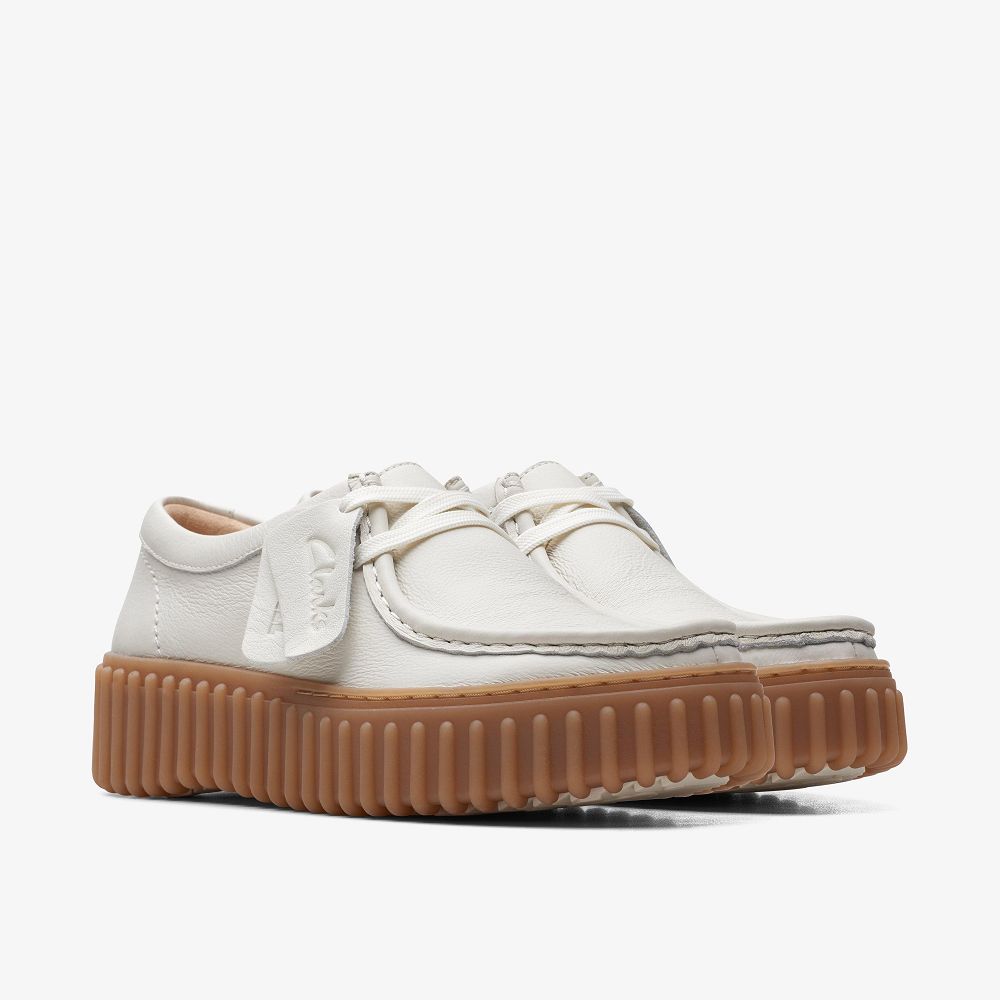 Off White Leather Clarks Torhill Bee Women Loafers | 3527BSZWC