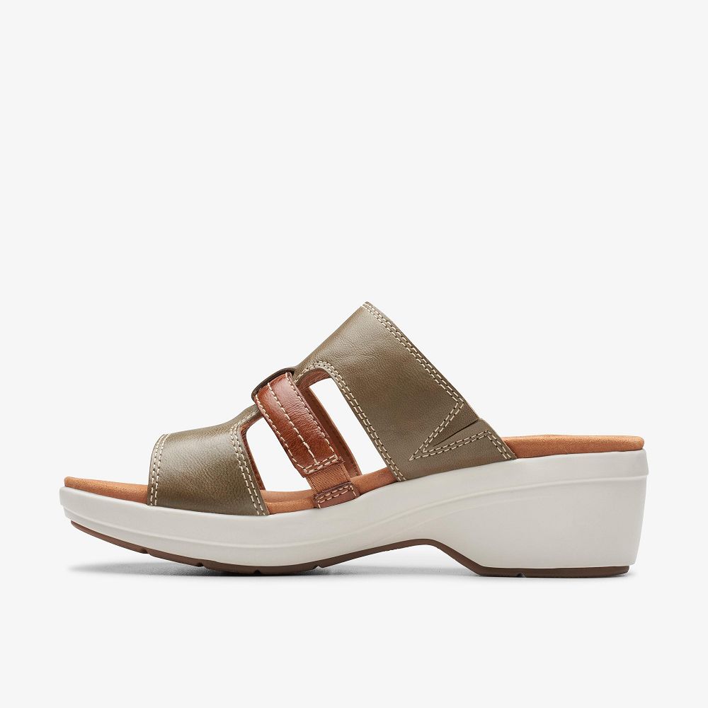 Olive Combination Clarks Tuleah Jane Women Sandals | 7421LYCTK