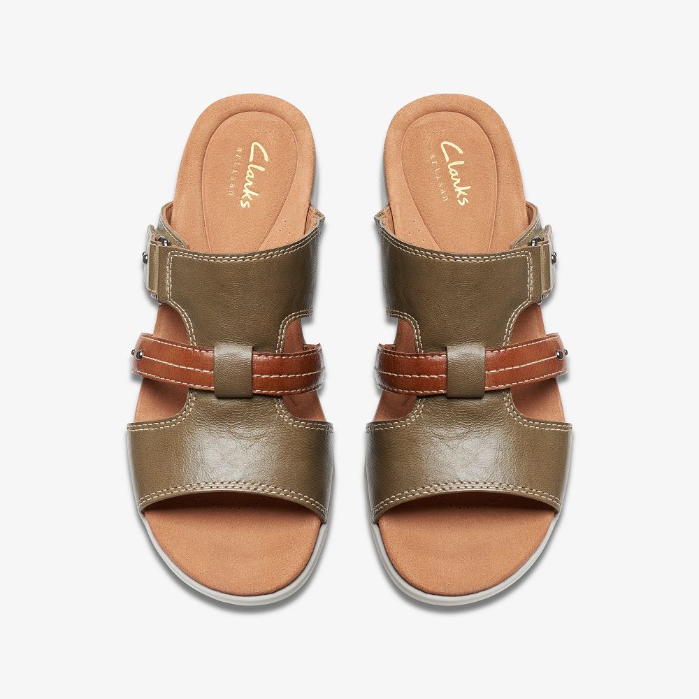 Olive Combination Clarks Tuleah Jane Women Sandals | 7421LYCTK