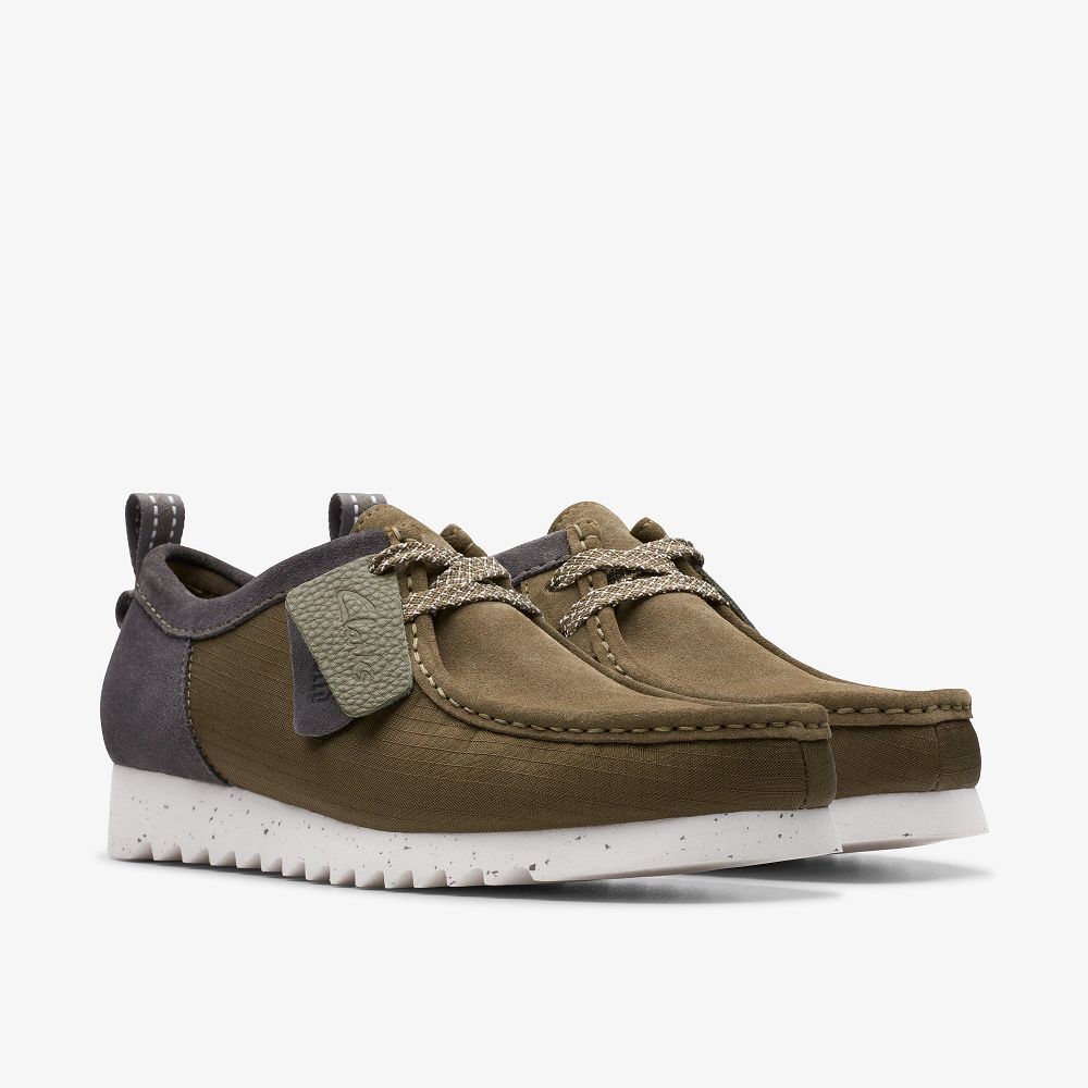 Olive Combination Clarks Wallabee FTRE Lo Men Moccasins | 3820PZFTV