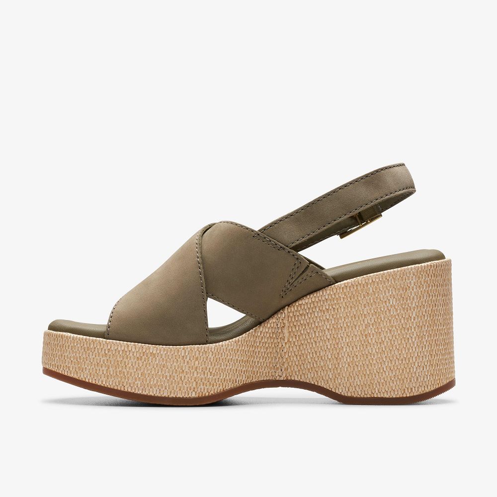 Olive Nubuck Clarks Manon Wish Women Sandals | 2984KDPNU