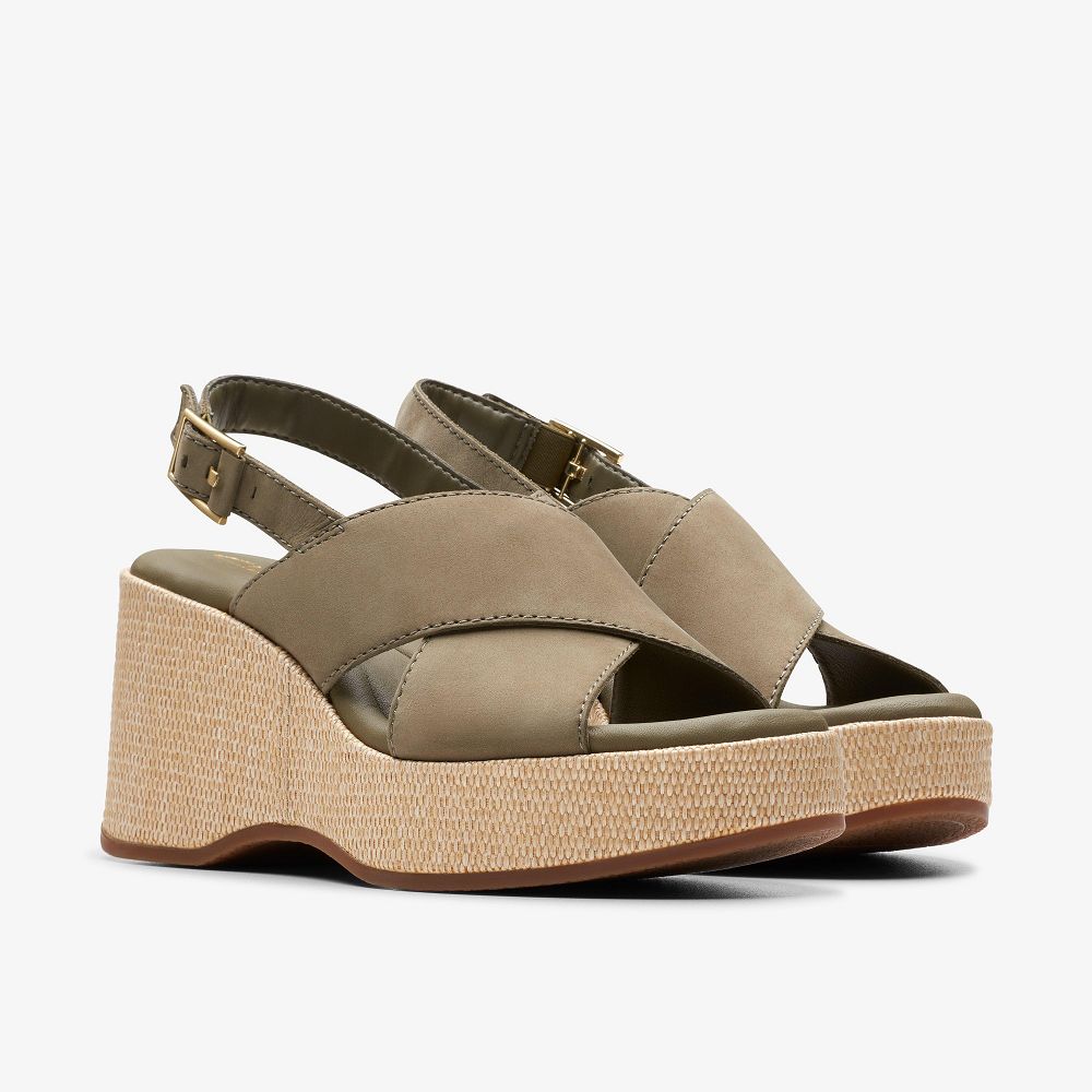 Olive Nubuck Clarks Manon Wish Women Sandals | 2984KDPNU