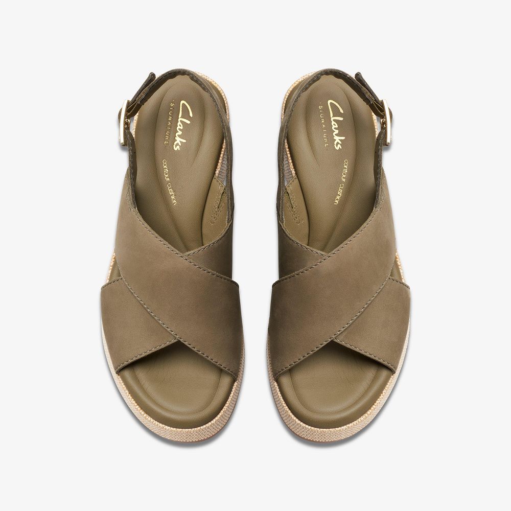 Olive Nubuck Clarks Manon Wish Women Sandals | 2984KDPNU