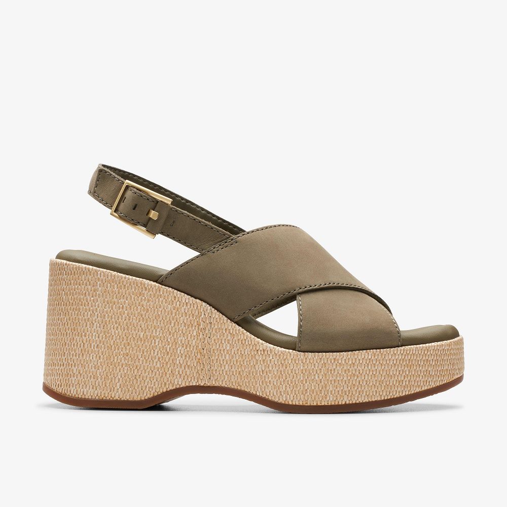 Olive Nubuck Clarks Manon Wish Women Sandals | 2984KDPNU