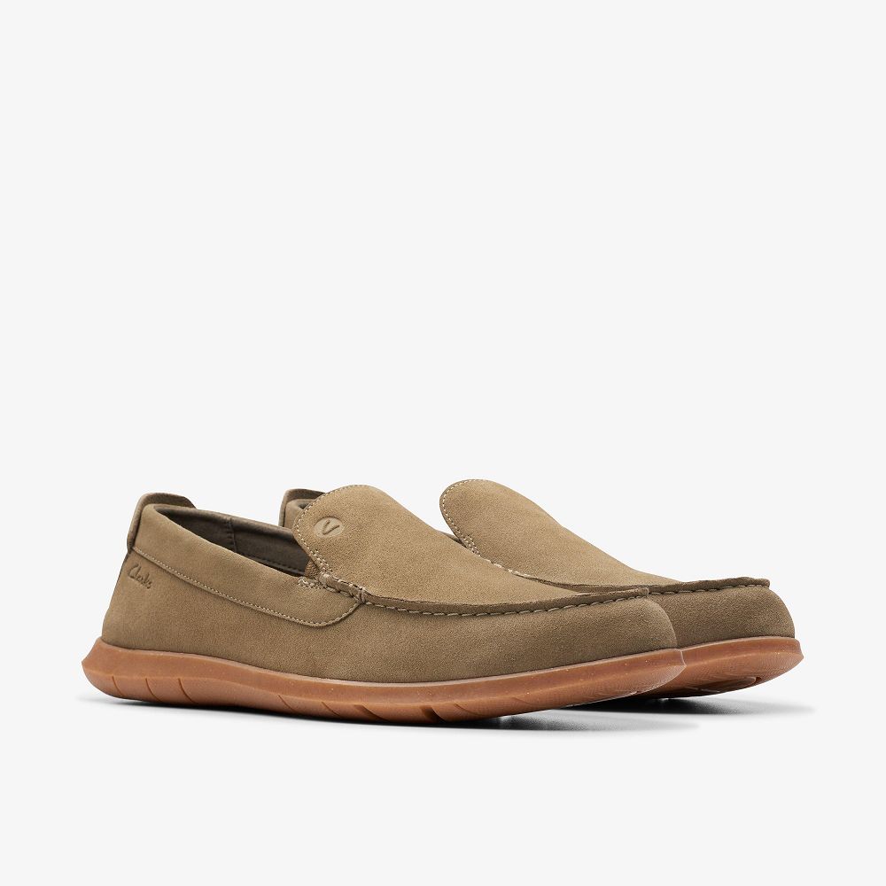 Olive Suede Clarks Flexway Step Men Loafers | 1820YEJBS