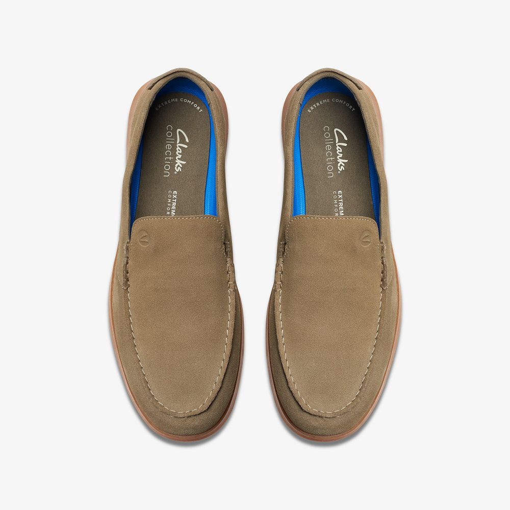 Olive Suede Clarks Flexway Step Men Loafers | 1820YEJBS