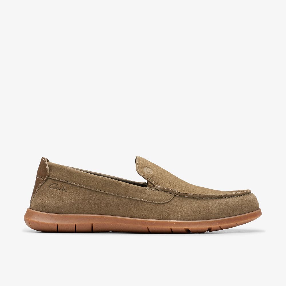 Olive Suede Clarks Flexway Step Men Loafers | 1820YEJBS