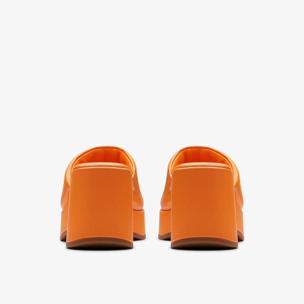 Orange Leather Clarks Manon Glide Women Sandals | 5863CFLZP