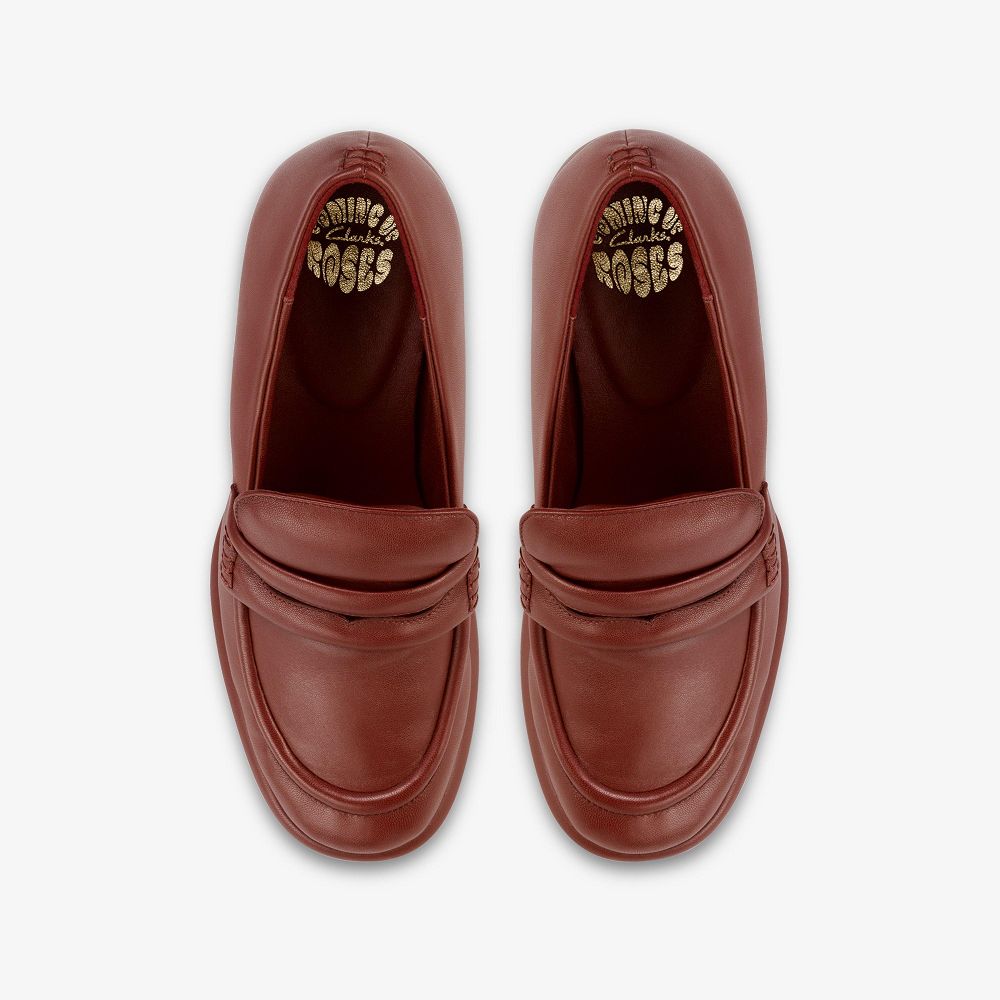 Oxblood Leather Clarks Martine Rose Women Loafers | 2348BAVLG